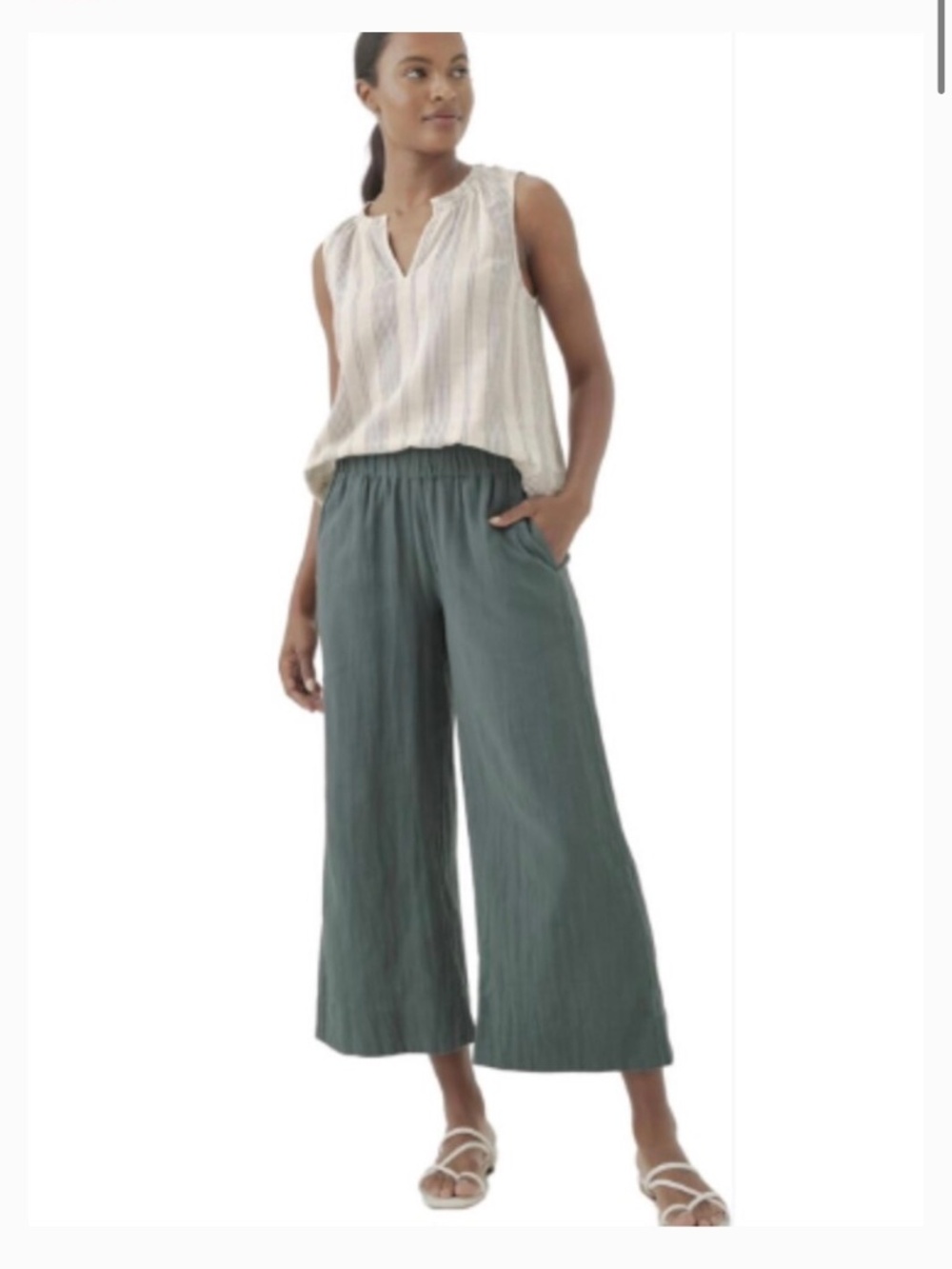 Women's Dark Forest Coastal Double Gauze Wide Leg Pant